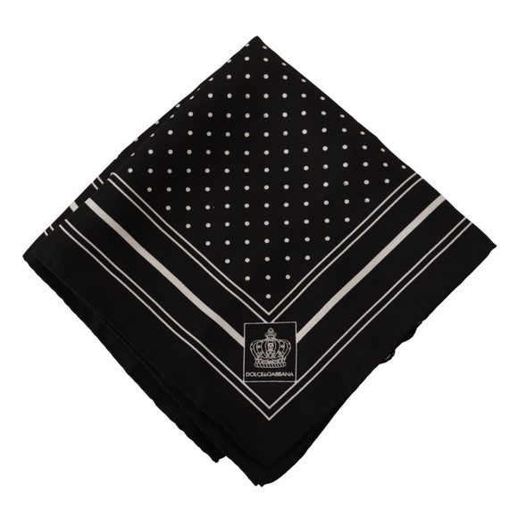 Dolce & Gabbana Black Dotted Silk Square Handkerchief Scarf - Picture 3 of 3